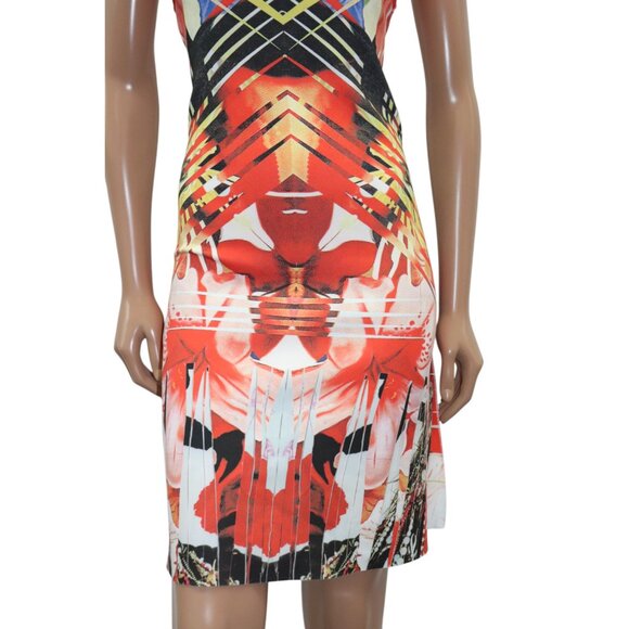 ANIMAPOP Reversible Bunnies / Colorful Geometric Abstract Bodycon Dress M-L - Picture 4 of 9